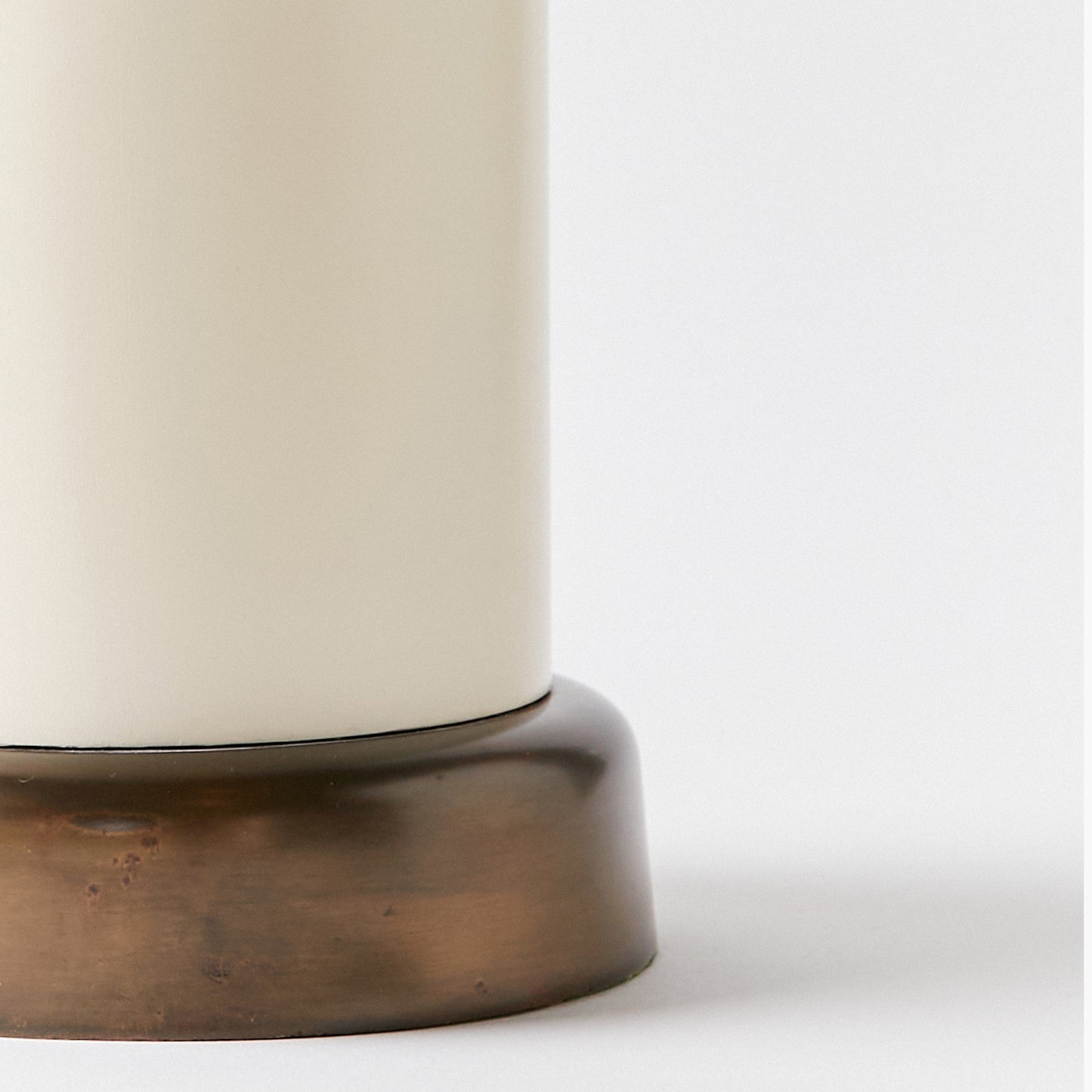 Mid-Century Table Lamp Finished in Off White with Antique Bronze Accents