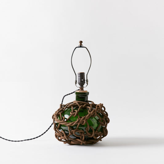 Nautical Green Glass and Rope Table Lamp