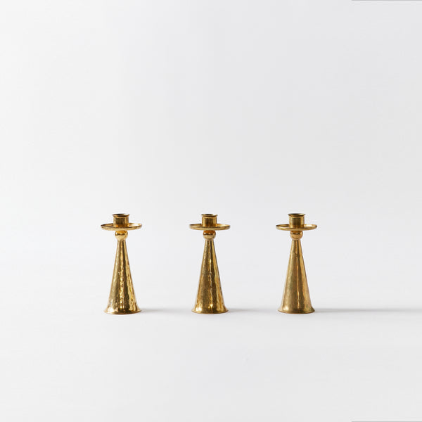 Set of Three Petite Candlesticks in Bronze