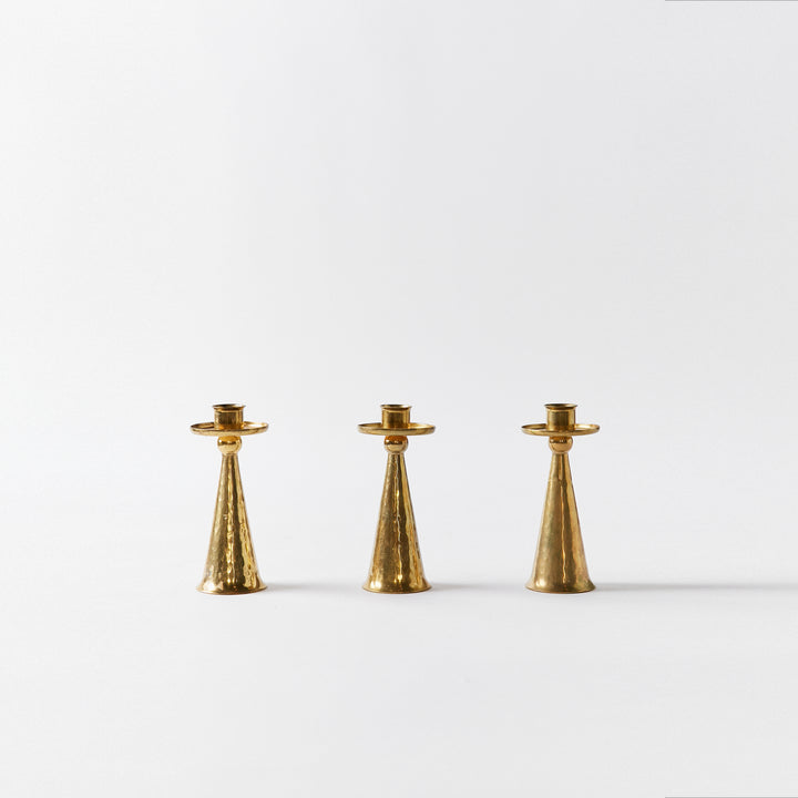 Set of Three Petite Candlesticks in Bronze