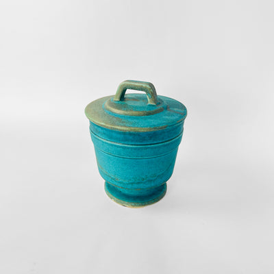 Ceramic Urn with Beautiful Rusty Cobalt Blue Finish