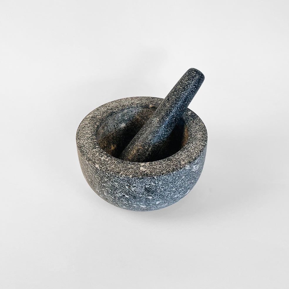 Mortar and Pestle in Solid Grey Granite