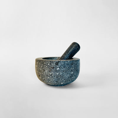 Mortar and Pestle in Solid Grey Granite