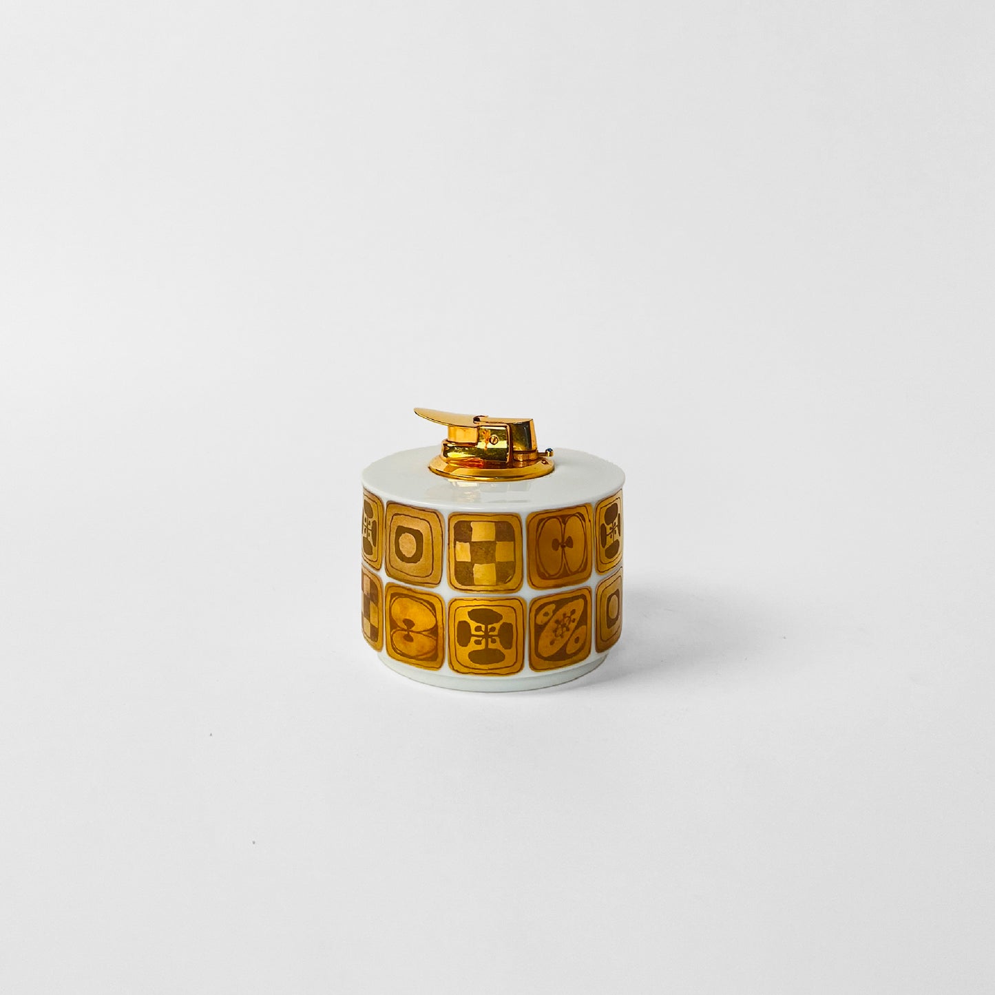 Table Lighter with Golden Pattern Designed by Bjørn Wiinblad for Rosenthal, 1961