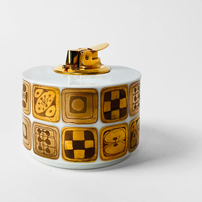 Table Lighter with Golden Pattern Designed by Bjørn Wiinblad for Rosenthal, 1961