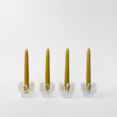 Set of Four Swedish Crystal Candlesticks, by Göran Wärff for Kosta Boda