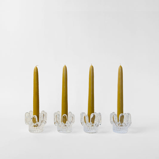 Set of Four Swedish Crystal Candlesticks, by Göran Wärff for Kosta Boda