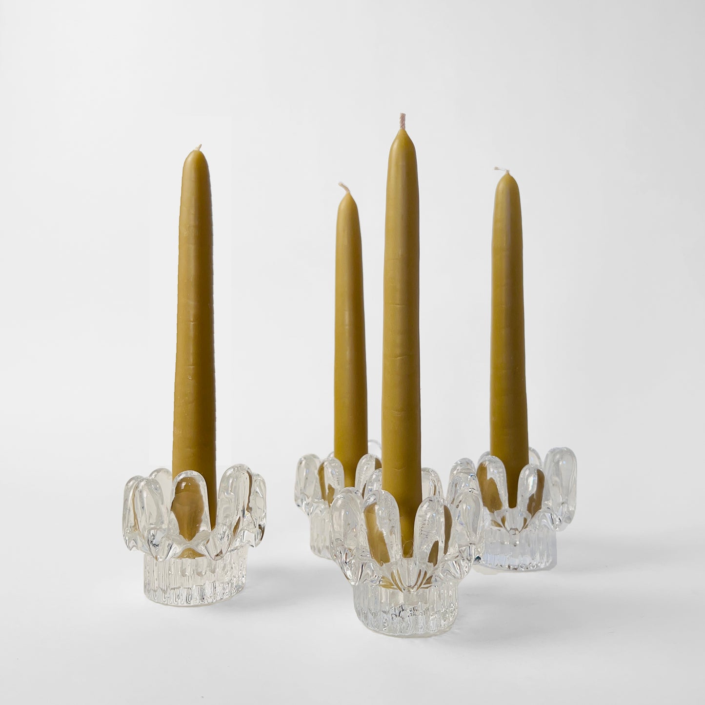 Set of Four Swedish Crystal Candlesticks, by Göran Wärff for Kosta Boda