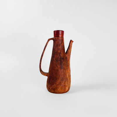 Rustic Japanese Pitcher with Wooden Lid