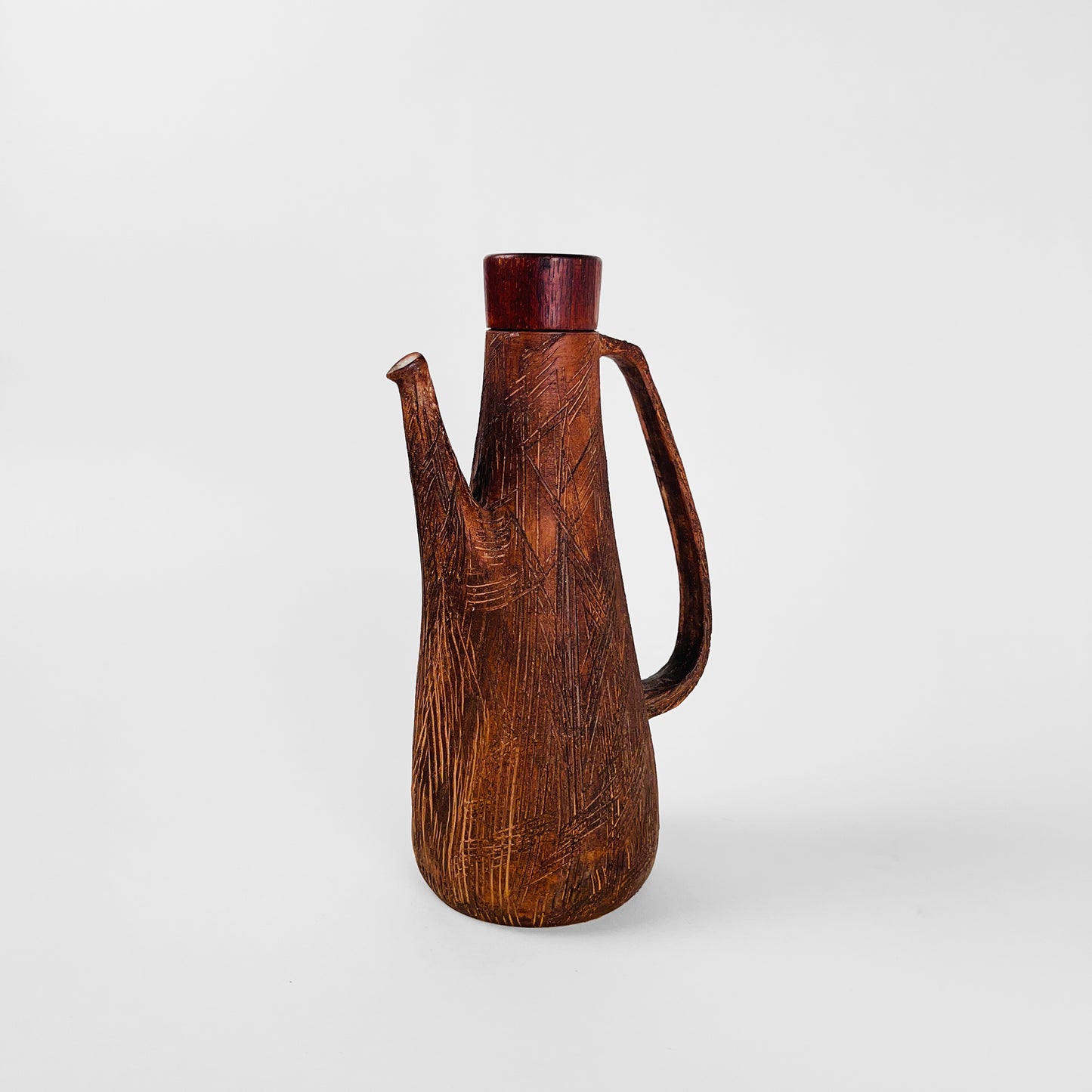 Rustic Japanese Pitcher with Wooden Lid