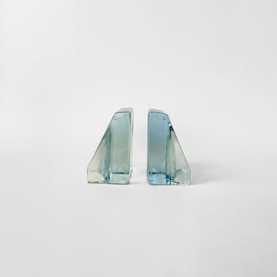 Vintage Cast Glass Bookends by Blenko