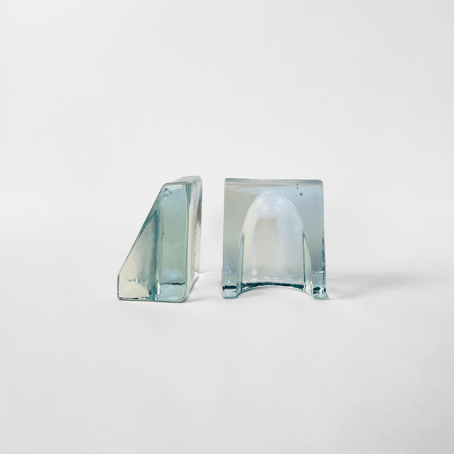 Vintage Cast Glass Bookends by Blenko