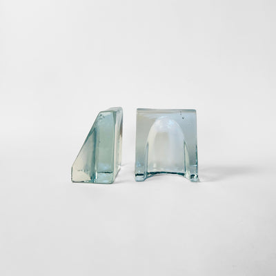 Vintage Cast Glass Bookends by Blenko