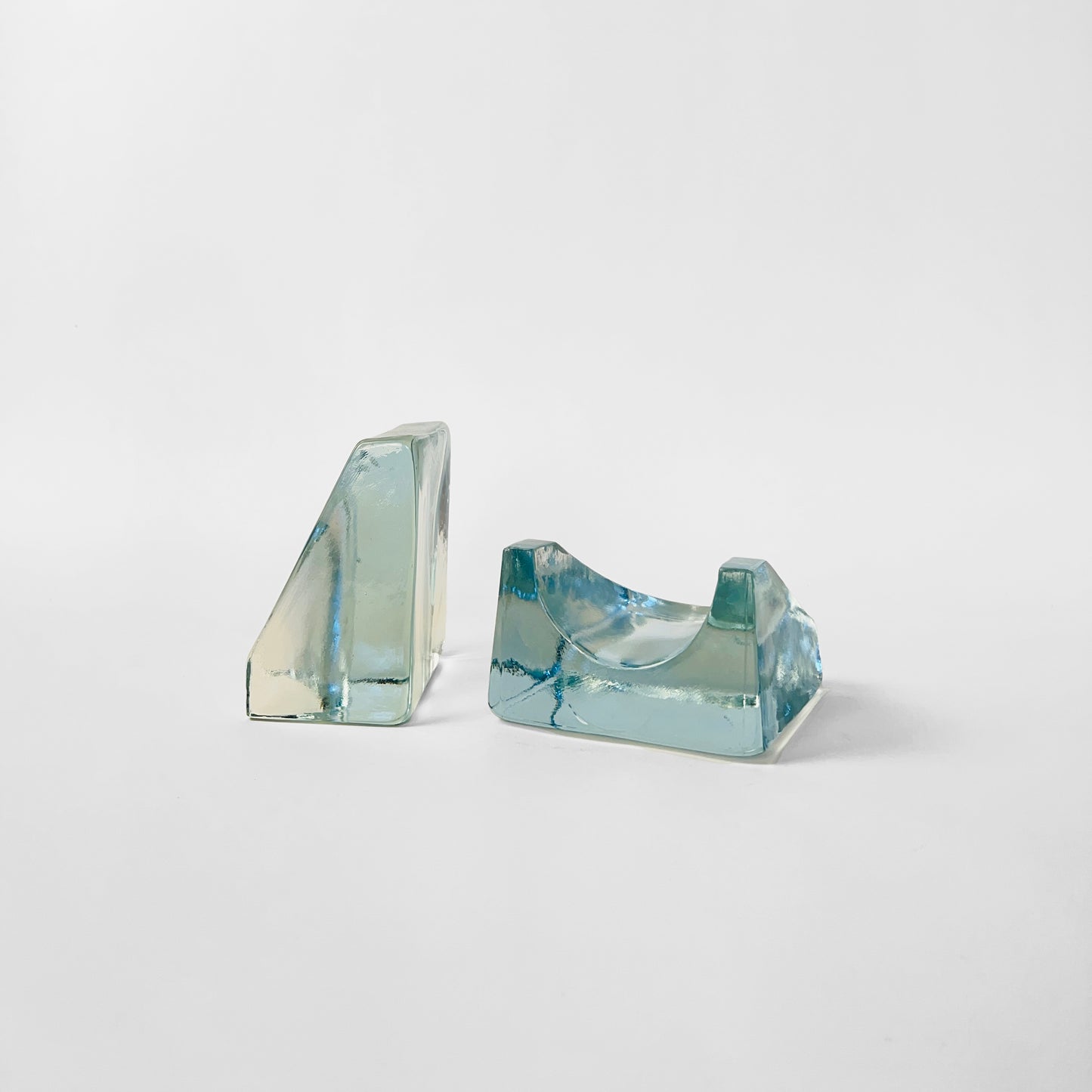 Vintage Cast Glass Bookends by Blenko