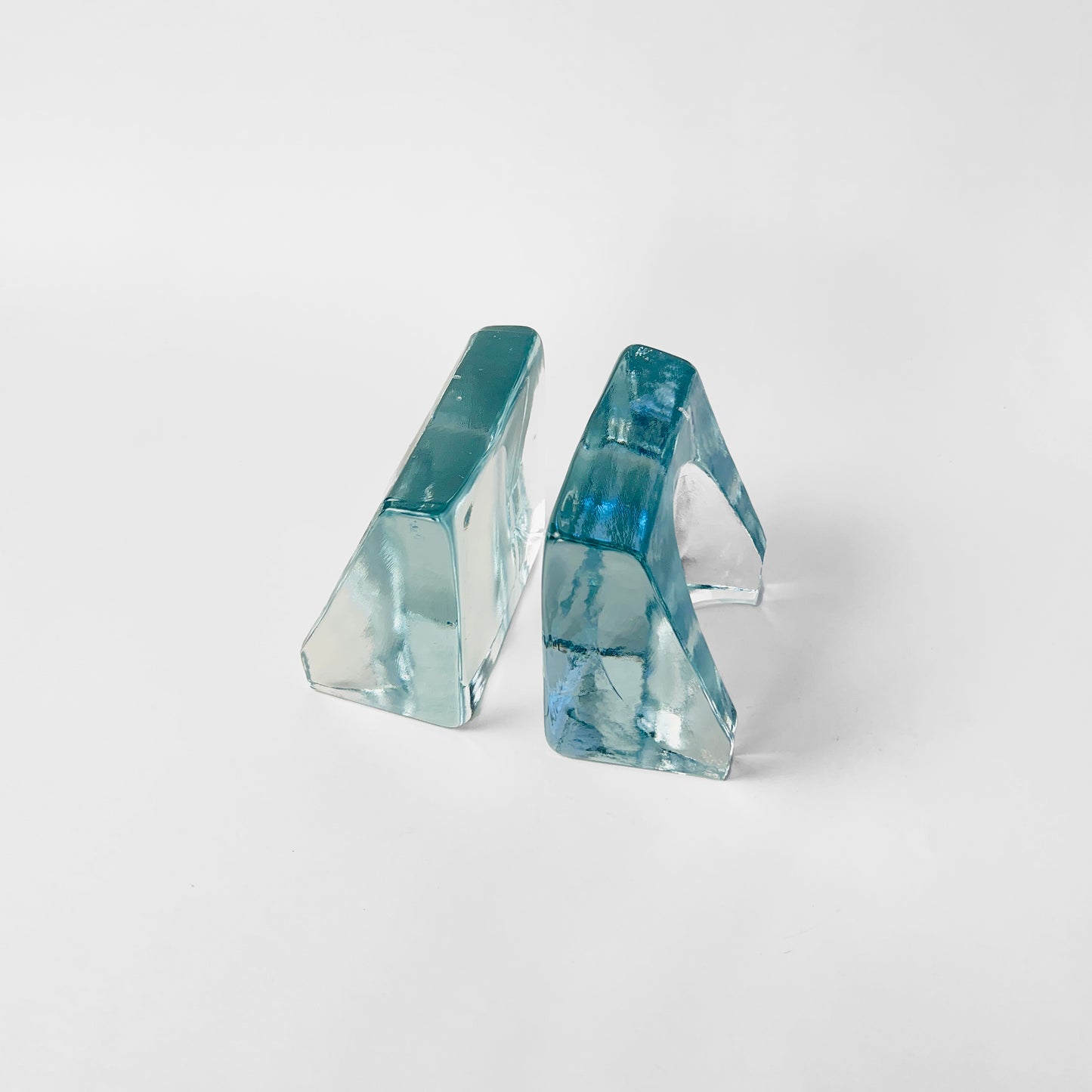 Vintage Cast Glass Bookends by Blenko