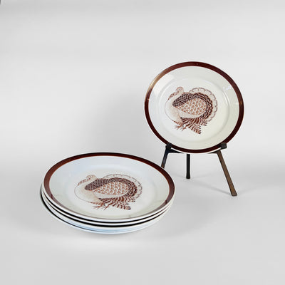 Set of Six 1960 Thanksgiving Turkey Dinner Plates. Made by Arabia, Finland.