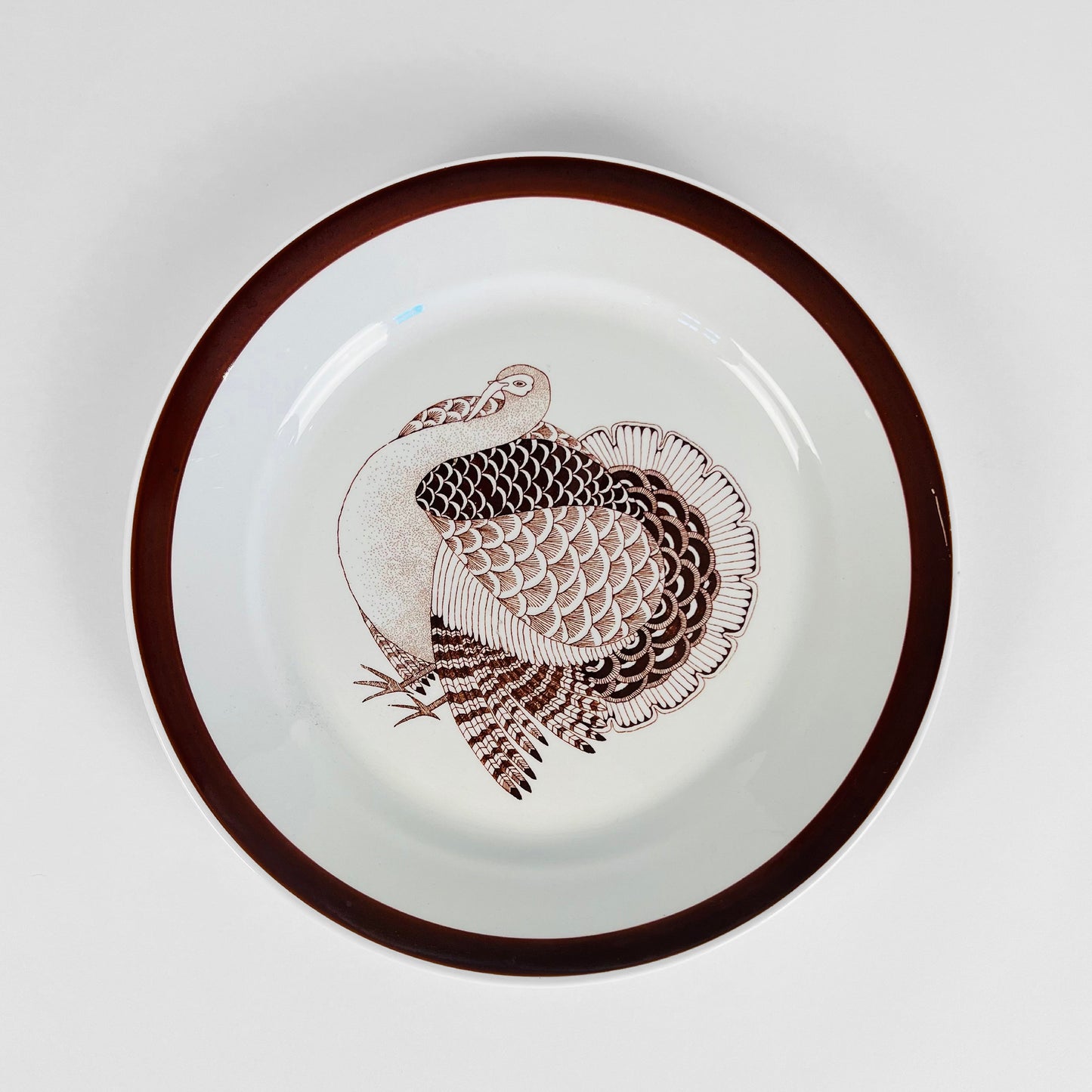 Set of Six 1960 Thanksgiving Turkey Dinner Plates. Made by Arabia, Finland.