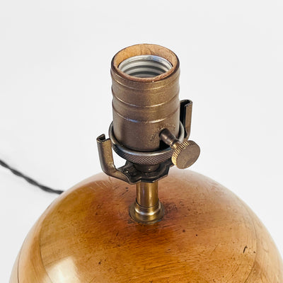 Art Deco Round Layered Wooden Table Lamp, England 1930s