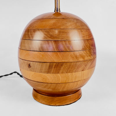 Art Deco Round Layered Wooden Table Lamp, England 1930s