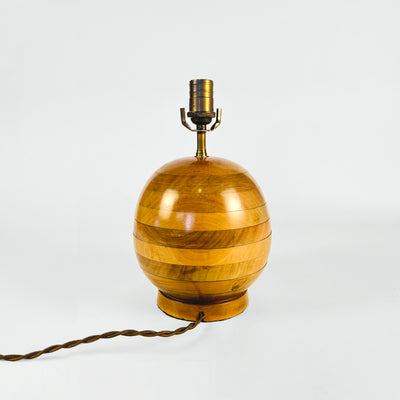 Art Deco Round Layered Wooden Table Lamp, England 1930s