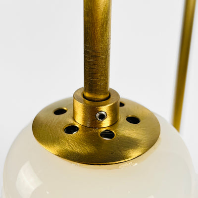 Brass Loop Table Lamp with Black Marble Base and White Capsule Shade