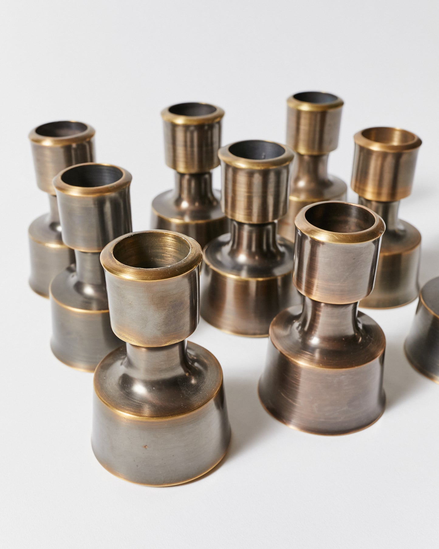 Set of Ten Candle Holders by Jens H. Quistgaard for Dansk Designs