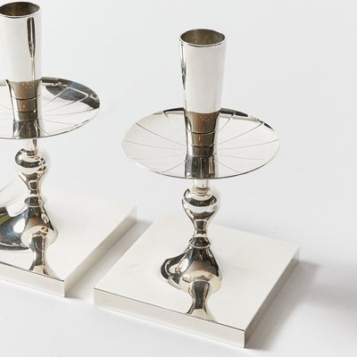 Set of Four Candle Sticks by Tommi Parzinger for Dorlyn Silversmiths