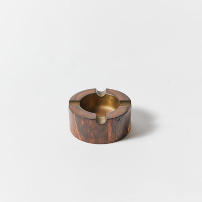 Set of Two Wooden Ashtrays with Insets in Bronze