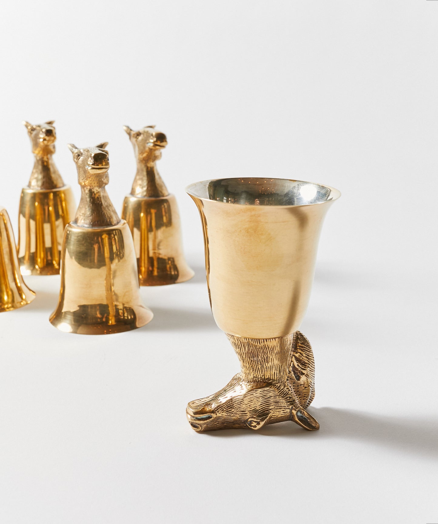 Set of Eight Horse Head Stirrup Cups in the Style of Gucci