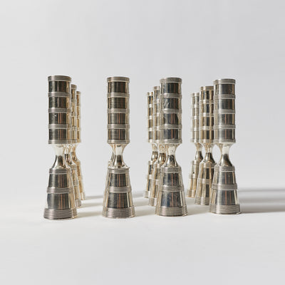 Set of Thirty Eight Silver Plated Pilar Candlesticks by Dansk