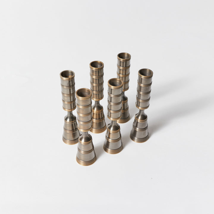 Set of Six Pilar Candlesticks by Dansk Re-Finished in Antique Bronze