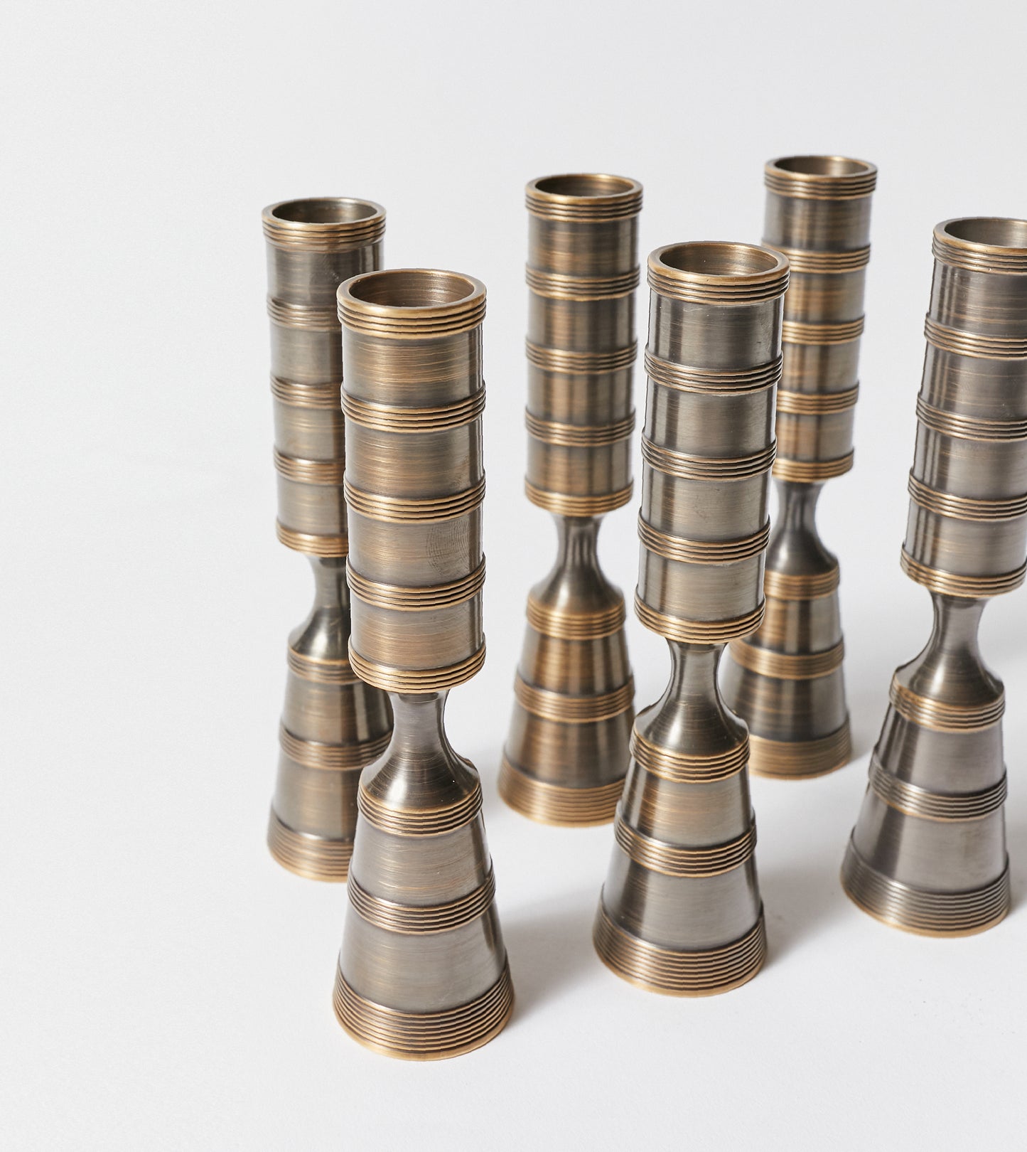 Set of Six Pilar Candlesticks by Dansk Re-Finished in Antique Bronze