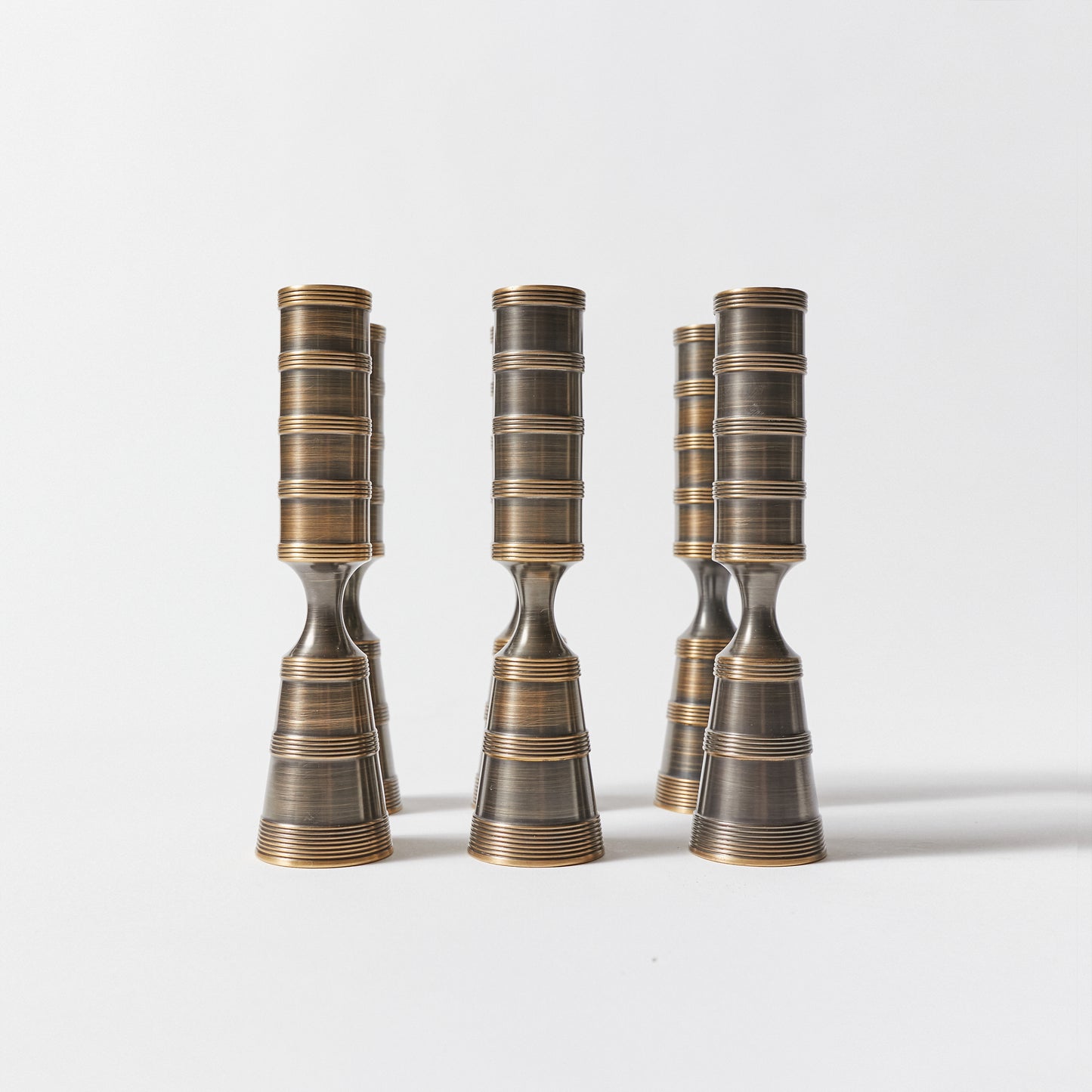 Set of Six Pilar Candlesticks by Dansk Re-Finished in Antique Bronze