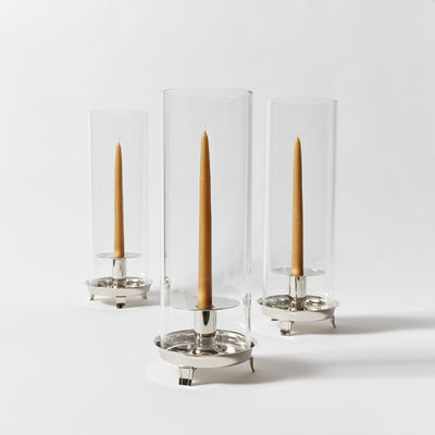 Set of Three Stylized Tiered Candle Holders by Tommi Parzinger for Dorlyn-Silversmiths