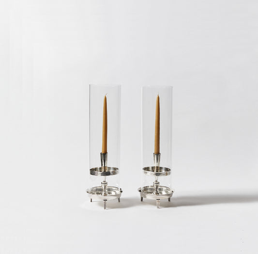 Pair of Stylized Tiered Candle Holders by Tommi Parzinger for Heirloom