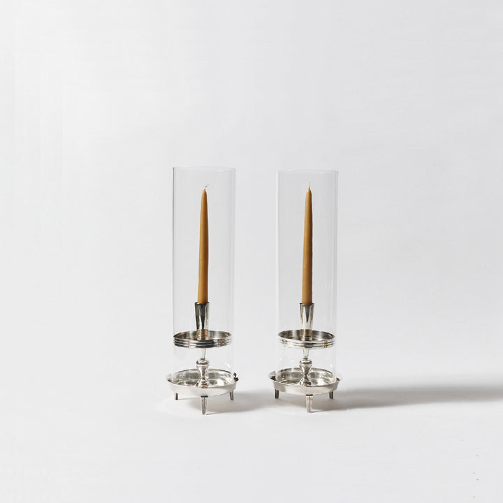 Pair of Stylized Tiered Candle Holders by Tommi Parzinger for Heirloom