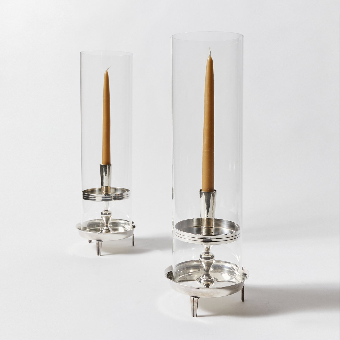 Pair of Stylized Tiered Candle Holders by Tommi Parzinger for Heirloom