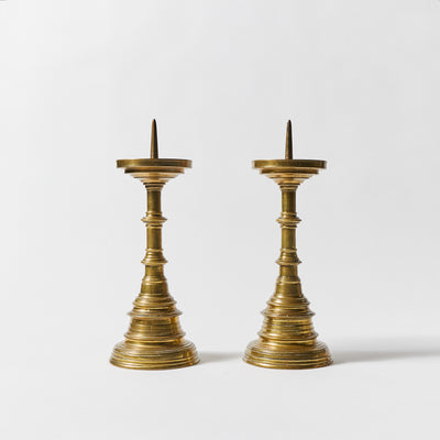 Pair of Candle Holders Dutch Style with Beautiful Natural Patina