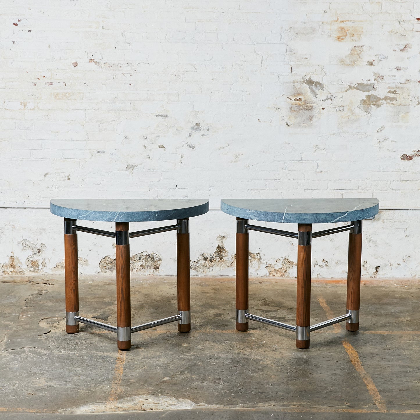 Architectural Pair of Italian Console Tables