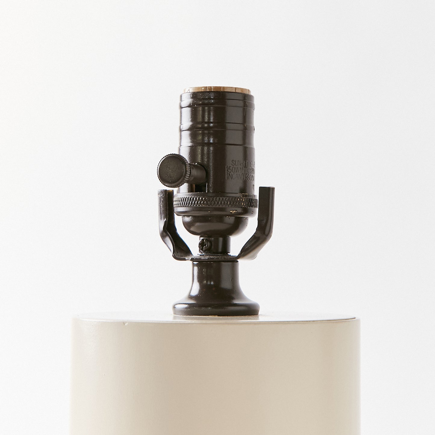 Mid-Century Table Lamp Finished in Off White with Antique Bronze Accents