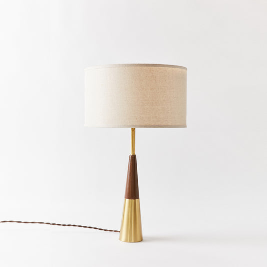 Brass & Solid Walnut Lamp by Tony Paul for Westwood Swedish