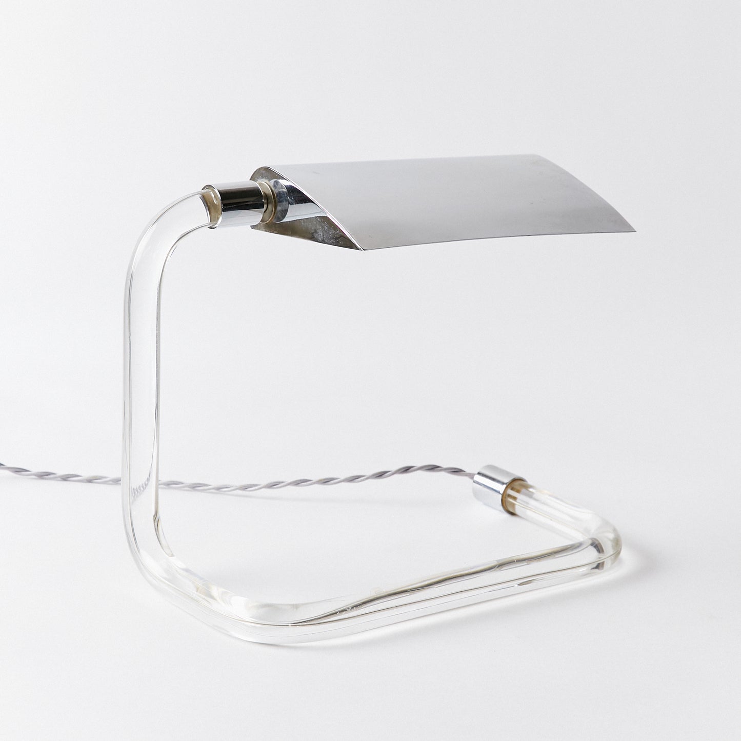 Pair of Lucite and Chrome Desk Lamp by Peter Hamburger