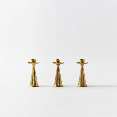 Set of Three Petite Candlesticks in Bronze