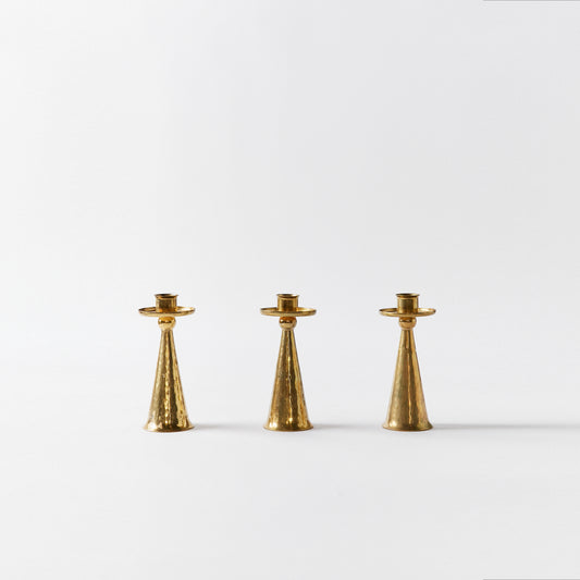 Set of Three Petite Candlesticks in Bronze