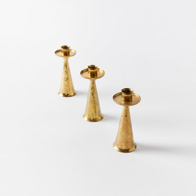 Set of Three Petite Candlesticks in Bronze