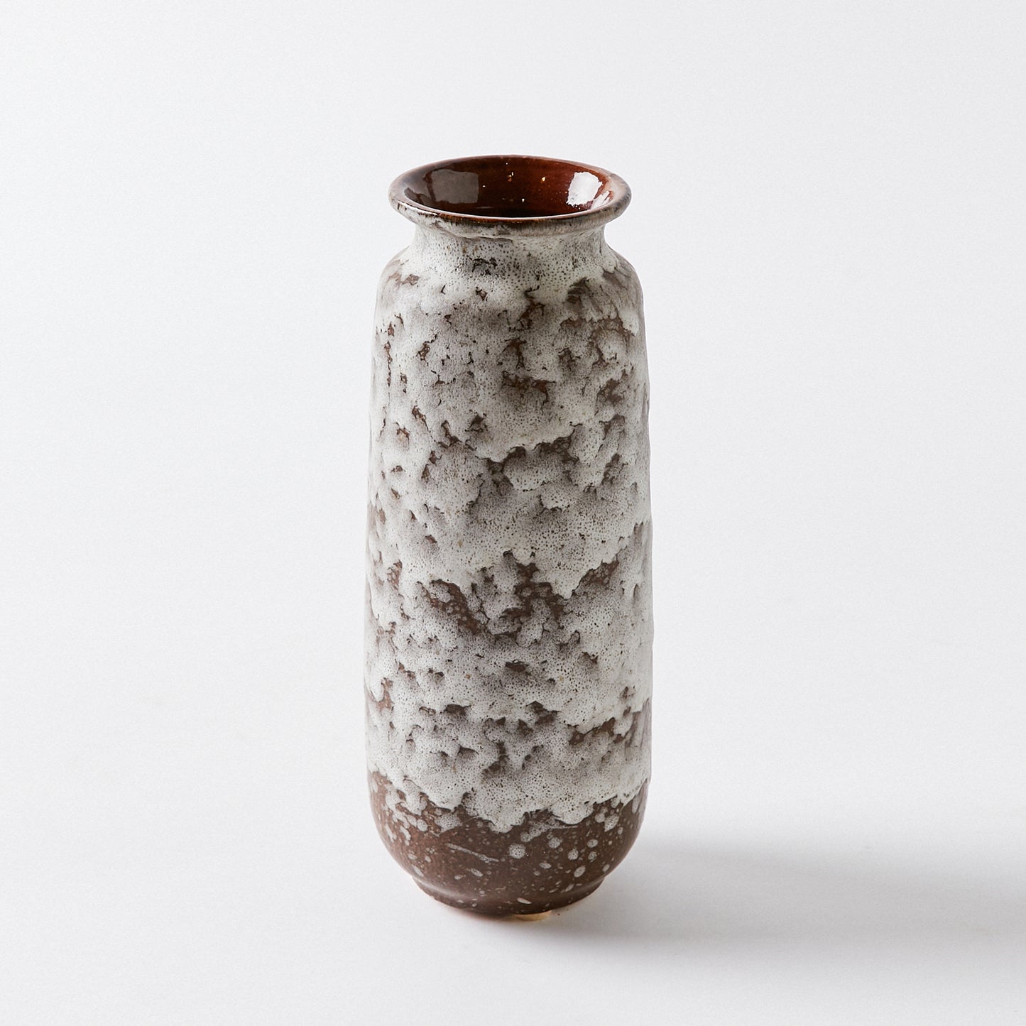 German Fat Lava Vase with White Textured Finish