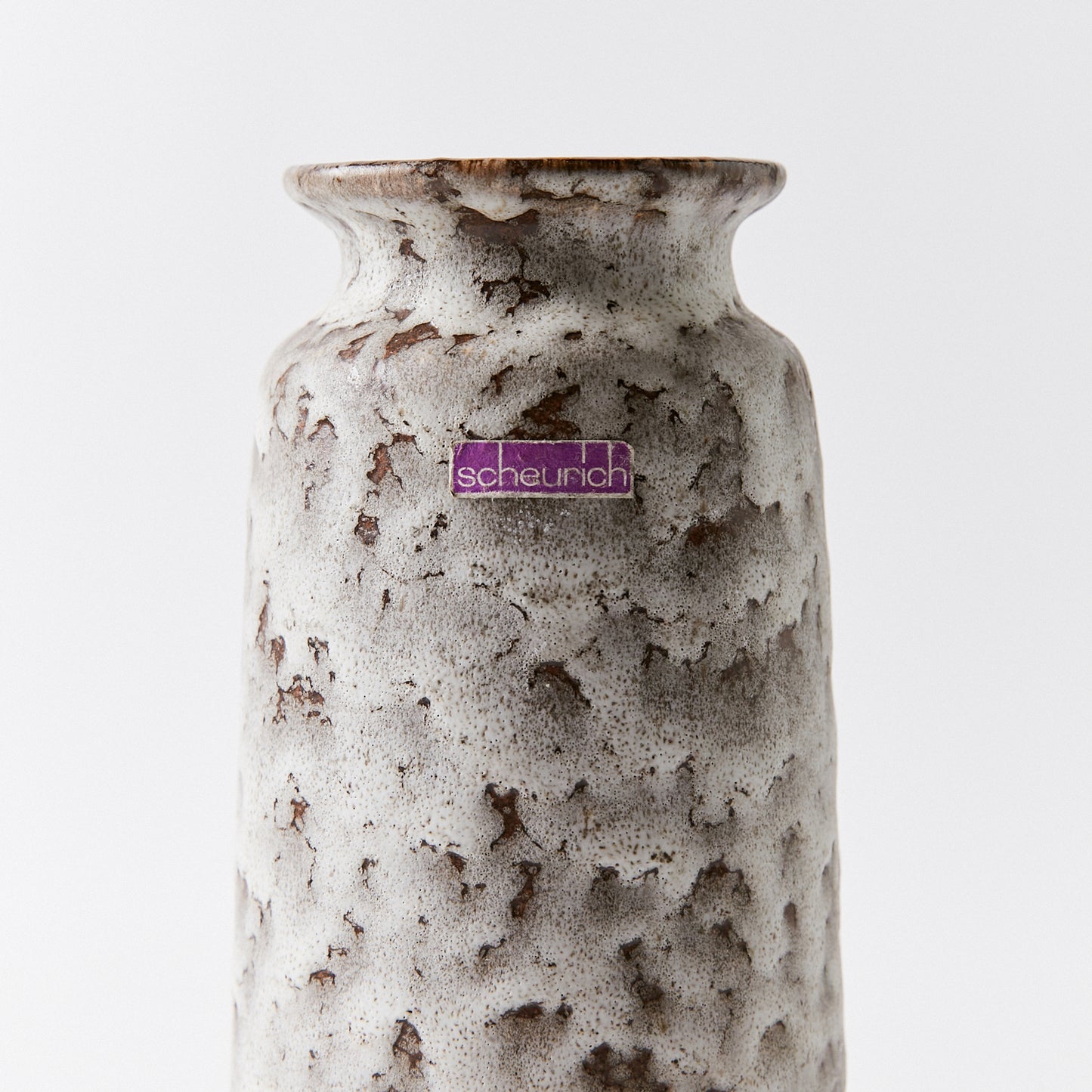 German Fat Lava Vase with White Textured Finish