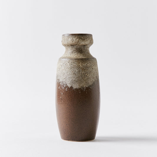 German Fat Lava Vase in Brown and Textured Grey Tones