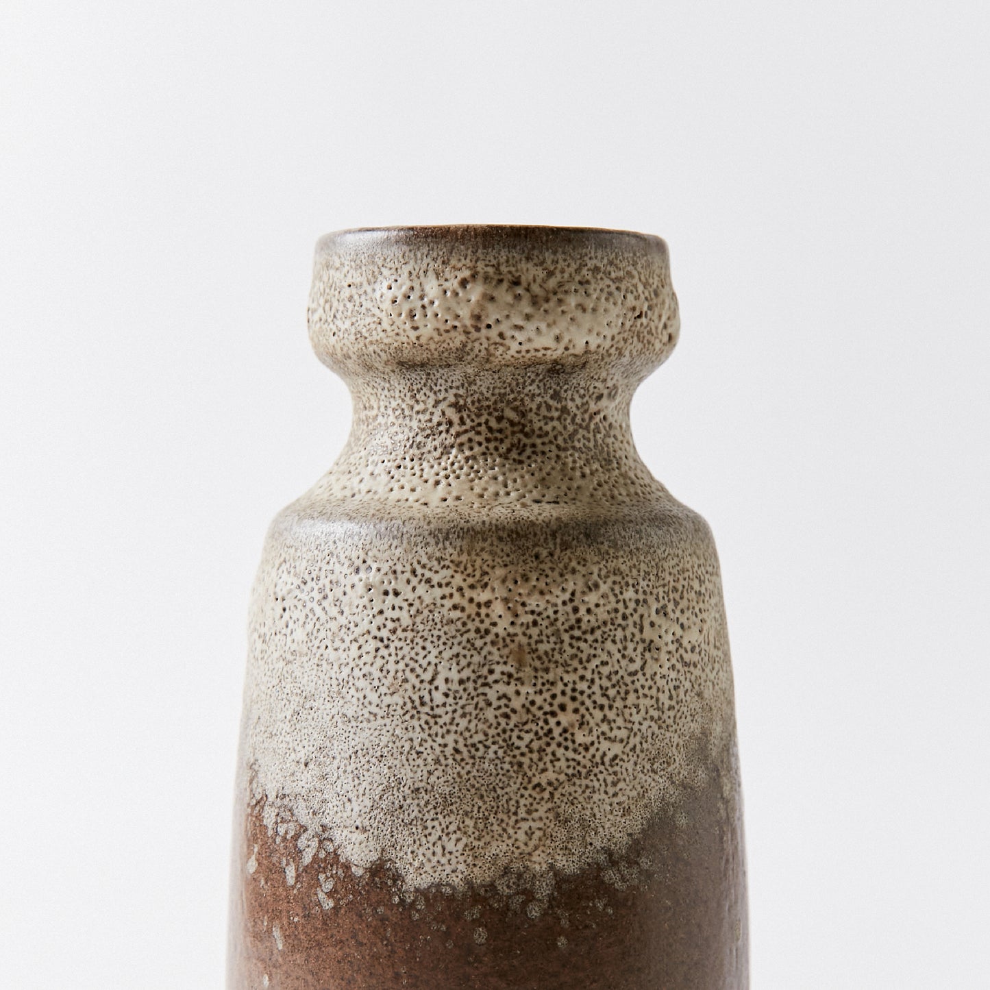 German Fat Lava Vase in Brown and Textured Grey Tones