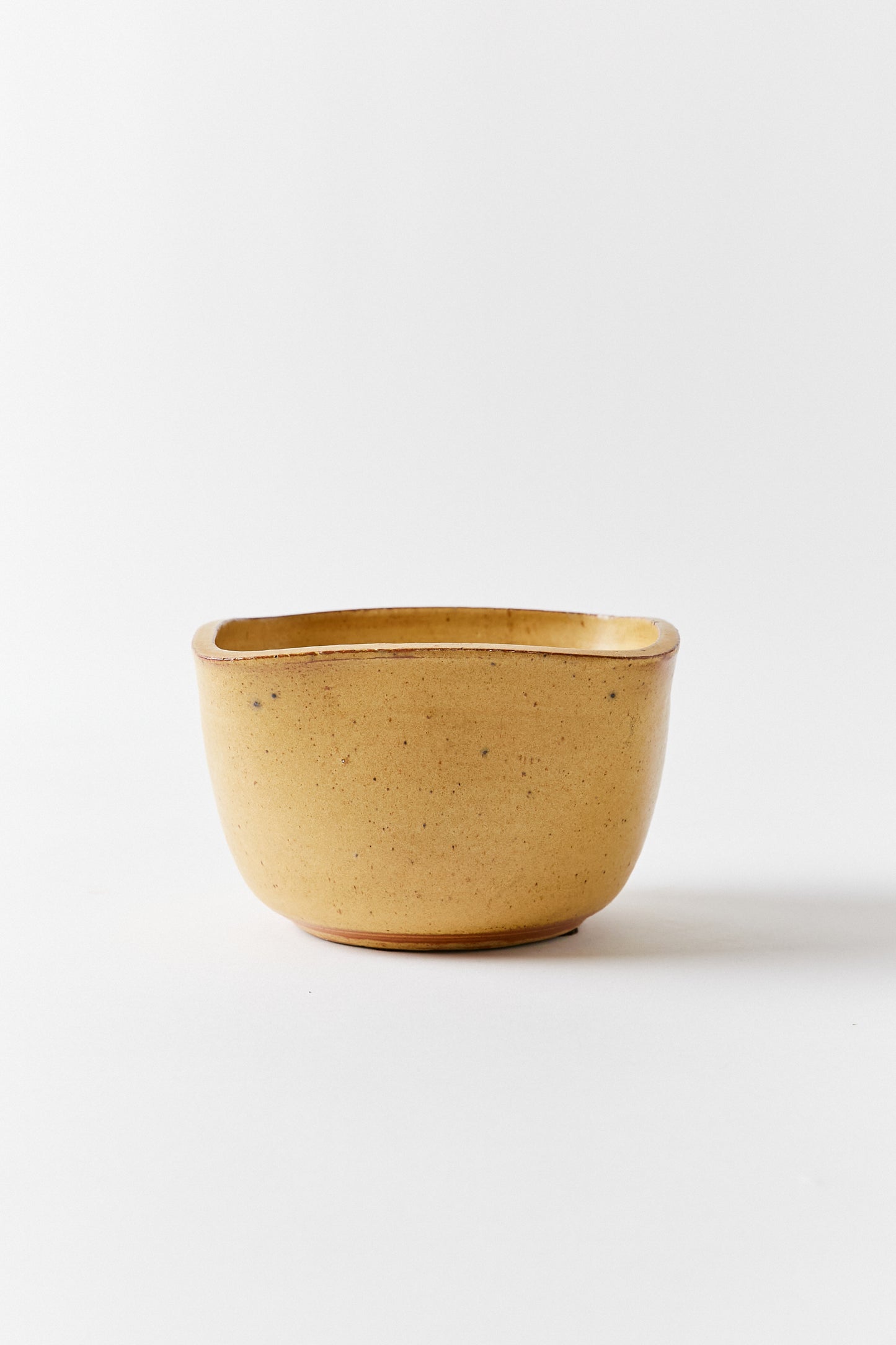 Square Lip Ceramic Bowl with Round Corners in Burnt Yellow